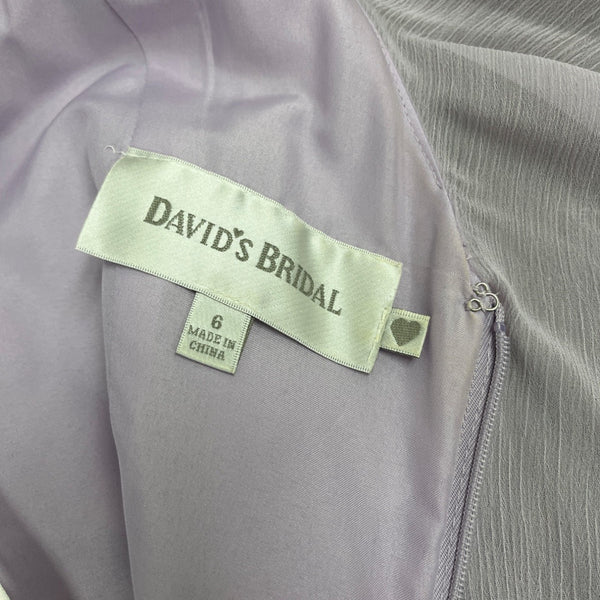 Davids Bridal Lilac V-Neck Ruffle Back Maxi Dress With Satin Waistband Size 6