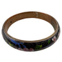 Vintage Womens Black Cloisonné Enamel Floral Bangle Bracelet Various Metal