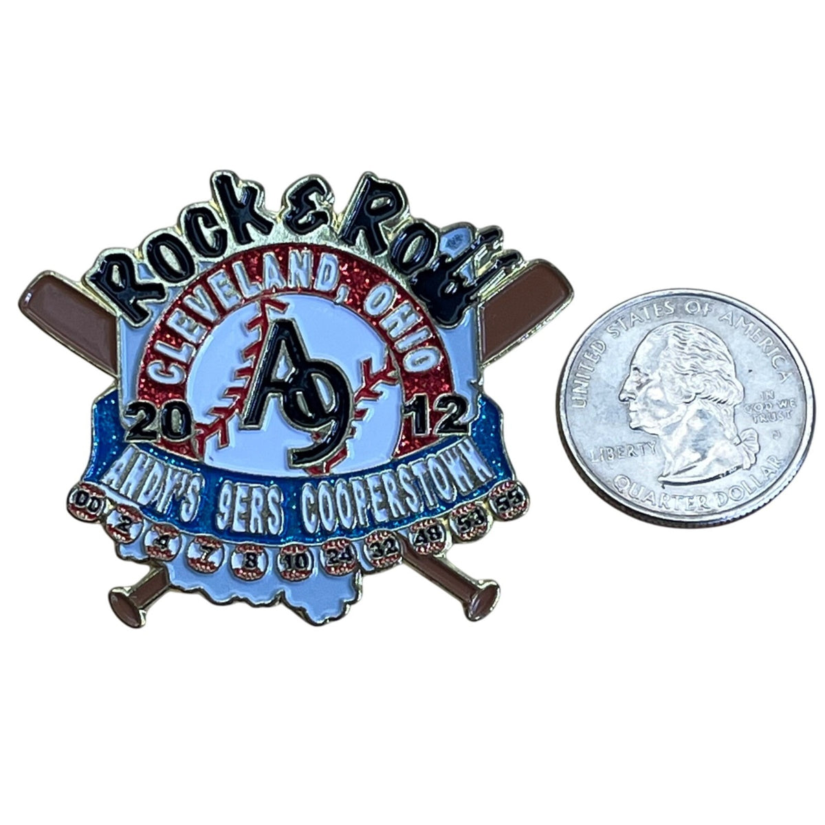 Rock & Roll Cleveland Ohio 2012 Pin Andrews A9 Sers Cooperstown Baseball Collect