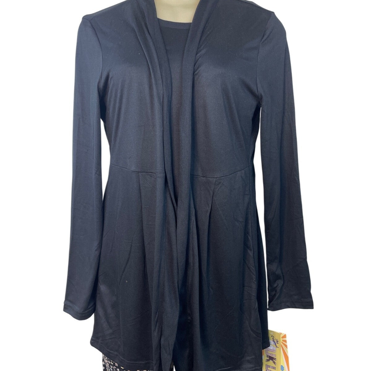 Muk Luks 3-Piece Black Open Cardigan T-Shirt & Floral Pant Lounge Set Sz S - New