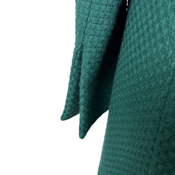 Kristina Ti Green Waffle Coat With Satin Ribbon Tie Waist Made In Italy Size M