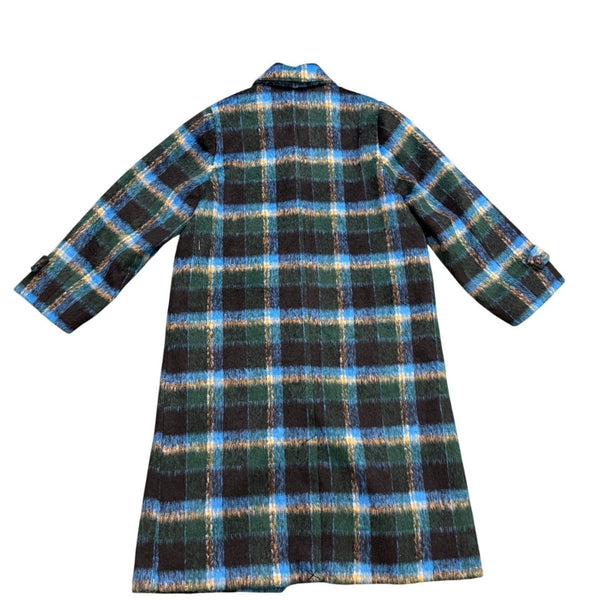 Free Assembly Womens Black Multi-Color Plaid Coat Sz L
