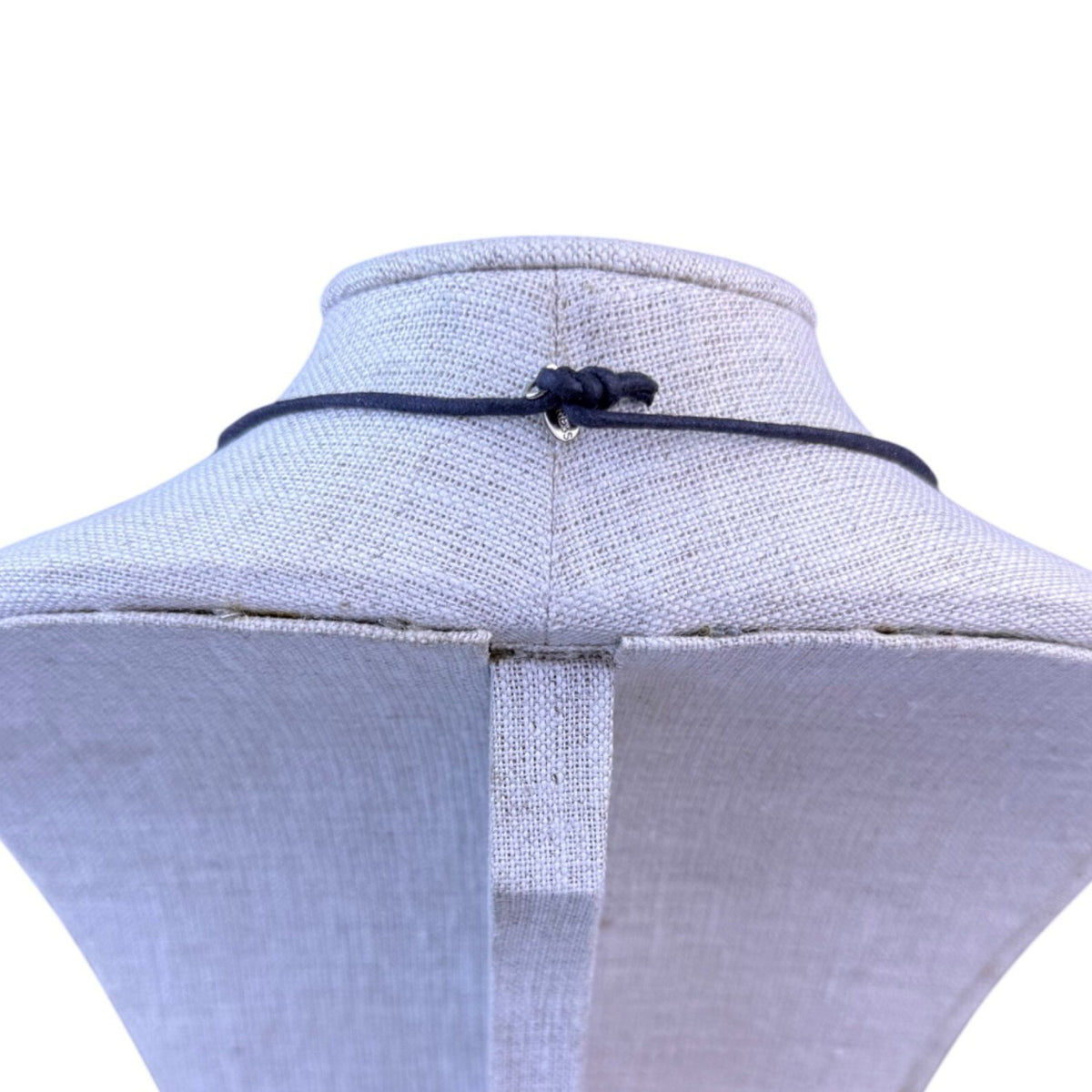 Express Womens Black Cord Necklace Silver Tone Pendant Gray Blue Stone