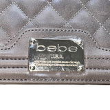 Bebe Women’s Gray Faux Leather Quilted With Gold Chain Strap Shoulder Bag