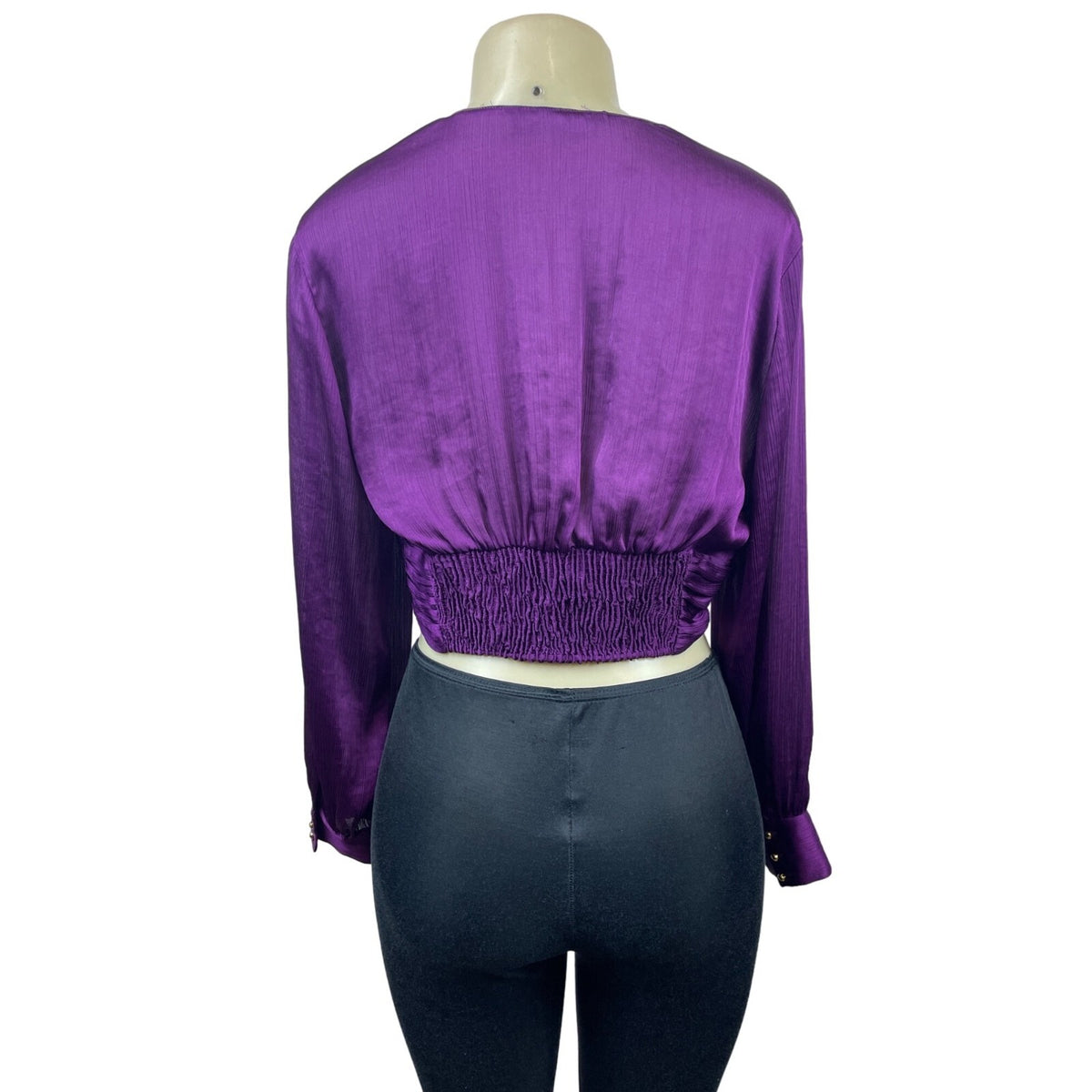 Zara Women’s Purple Satin Knotted Surplice Top Blouse  Sz L