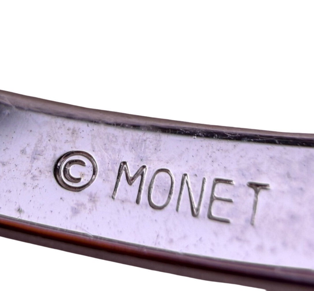 Monet Womens Silver Tone Metal Bangle Bracelet Classic Design