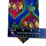 J. Garcia Mens Multicolor Silk Necktie Abstract Geometric Pattern Made In China
