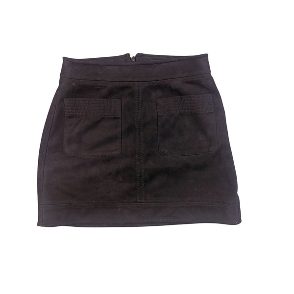 Express Womens Black Suede-Like Mini Skirt With Pockets Size 00