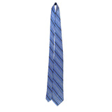 Ike Behar Mens Blue & Gray Striped Pattern Tie 57 Inches Long Classic Design