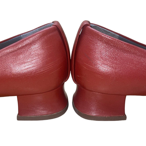 Fausto Santini Women’s Red Leather Round Toe Low Heel Shoes Size 38
