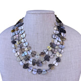 Multi-Strand Womens Natural Mother Of Pearl Shell Statement Necklace