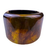 Modern Gold Tone Womens Resin Hinged Cuff Bracelet Brown/Black Elegant Statement