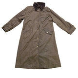 Zara Mens Brown Long Waxed Coat Corduroy Collar Snap Button Sz  M-L