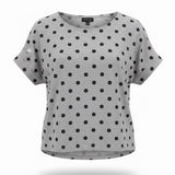 Jones New York Women’s Gray Polka Dot Short Sleeve Top Size L