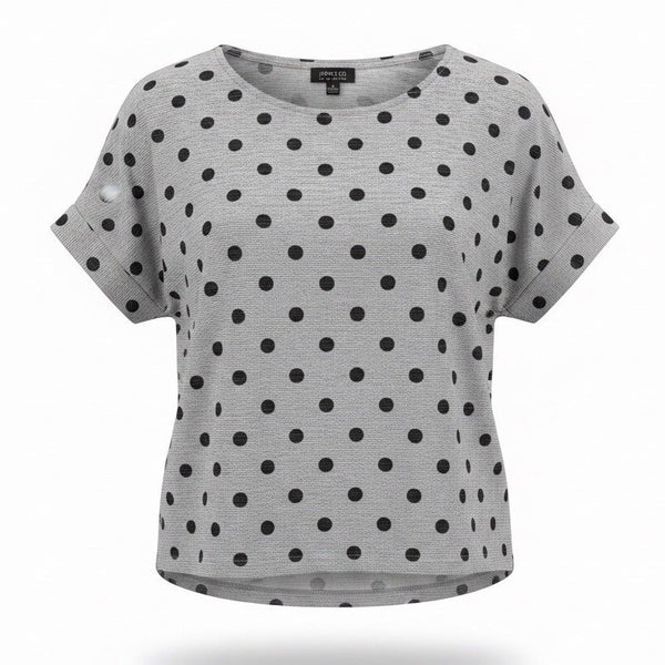 Jones New York Women’s Gray Polka Dot Short Sleeve Top Size L