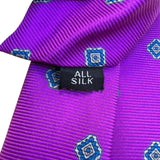 Marc Jeffries Men’s Purple & Blue Silk Tie With Geometric Diamond Design