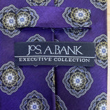 Jos A. Bank Mens Purple 100% Silk Tie Mandala Print Pattern Executive Collection