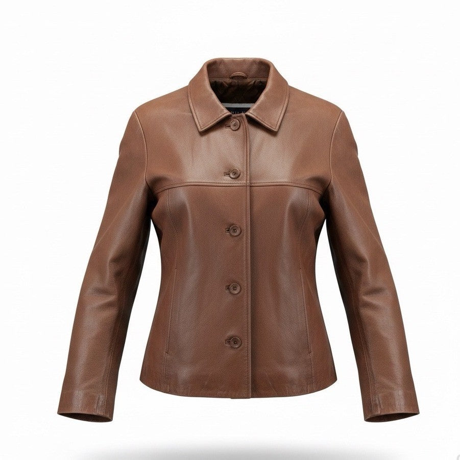 Wilsons Leather Womens Brown Genuine Leather Jacket Thinsulate Lining Sz M