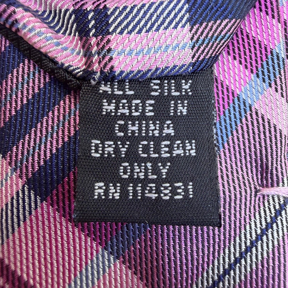 Covington Mens Purple Silk Plaid Necktie Classic Formal Dry Clean Only