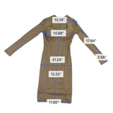 Entry Womens Gold Long-Sleeve Glitter Bodycon Elegant Style Dress Size S