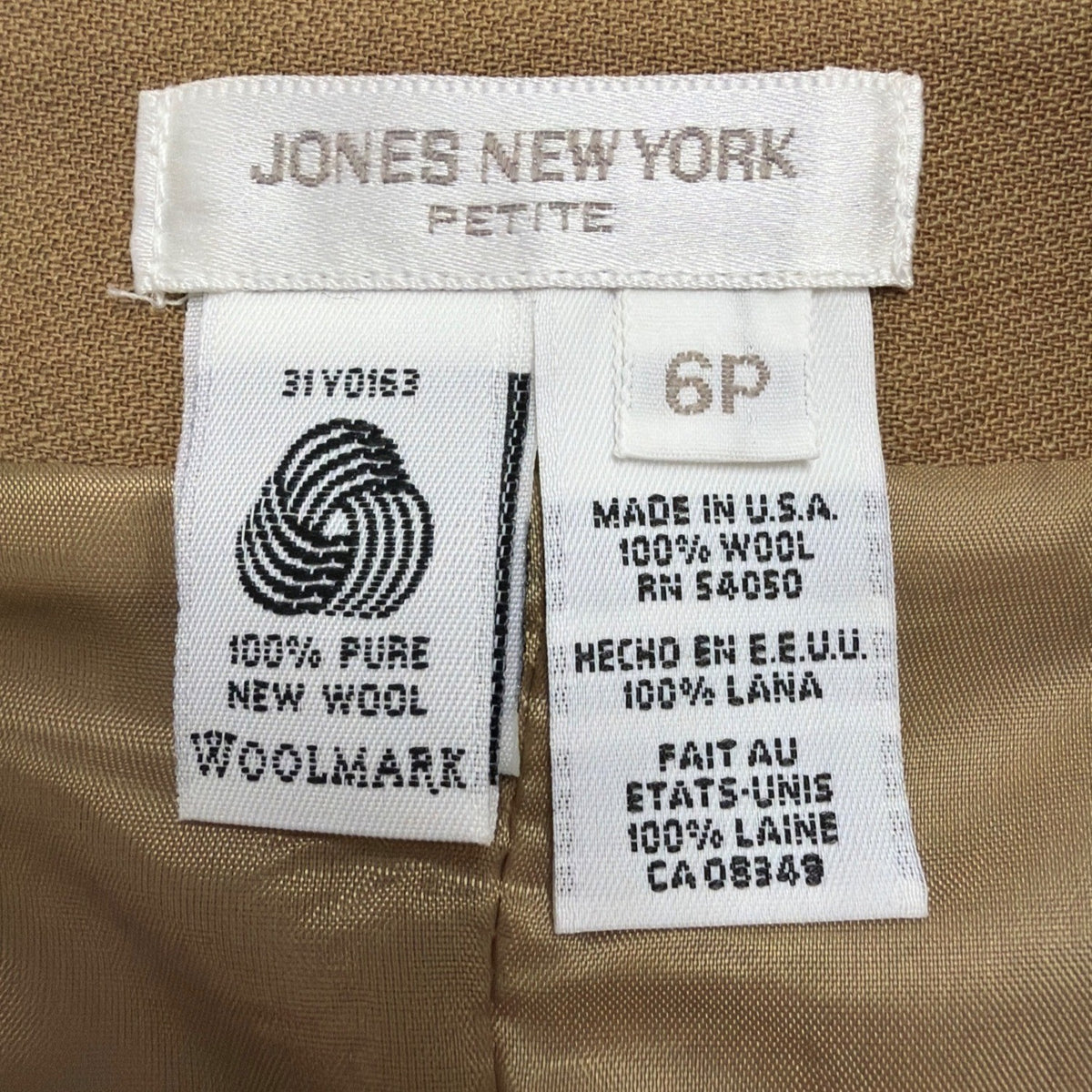 Jones New York Womens Camel Wool Skirt Petite Classic Design Size 6P