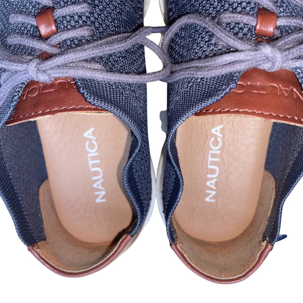 Nautica Men’s Gray & Brown Wrenwood 3 Lace-Up Knit Walking Shoes Size 9