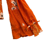 Urban Outfitters Women Orange Floral Viscose Bell Sleeve Top S