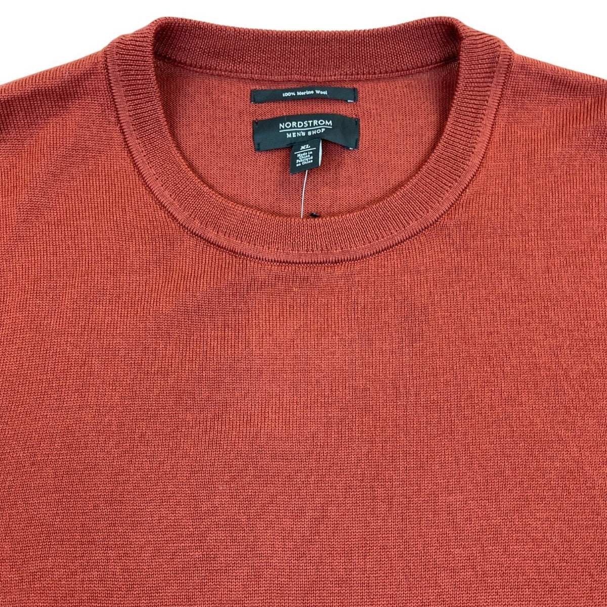 Nordstrom Mens Burgundy Russet 100% Merino Wool Crewneck Sweater Size XL - New