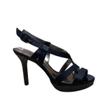 Nina Women's Black Satin Strappy Gelzana Slingback High Heels Size 7M