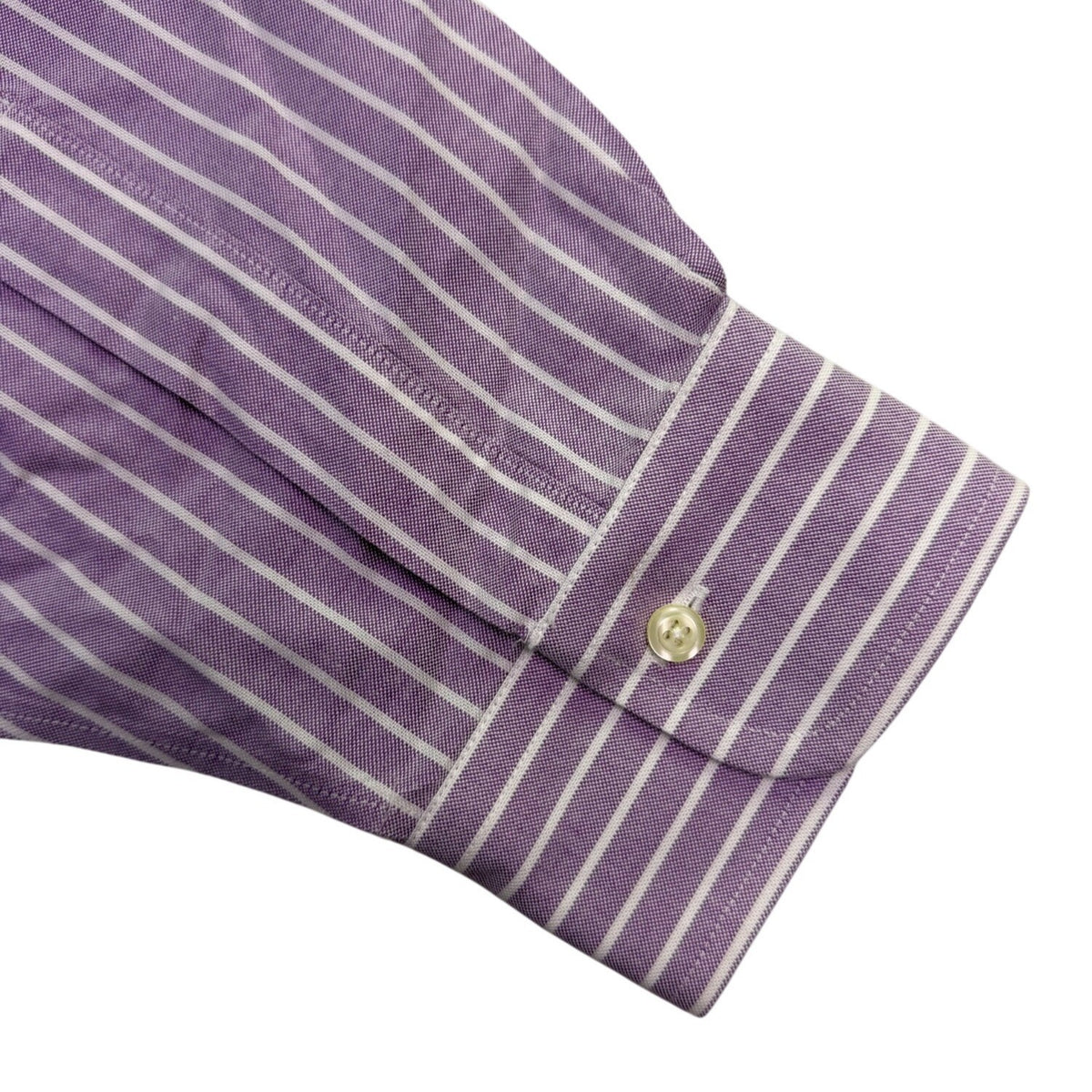 Brooks Brothers Mens Purple & White Striped Collared Shirt Non-Iron Sz16.5 34