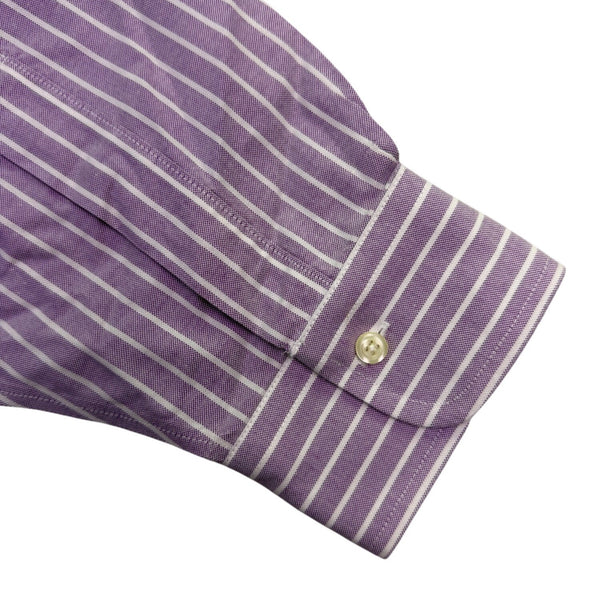 Brooks Brothers Mens Purple & White Striped Collared Shirt Non-Iron Sz16.5 34