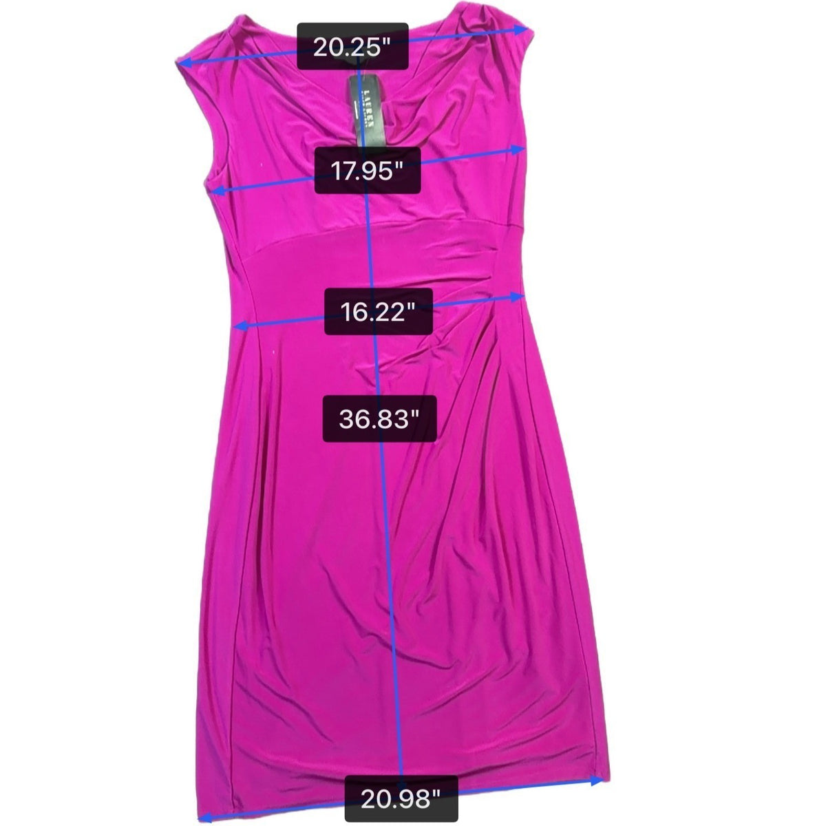Lauren Ralph Lauren Womens Pink Cap Sleeve Drape Neckline Dress Size 14