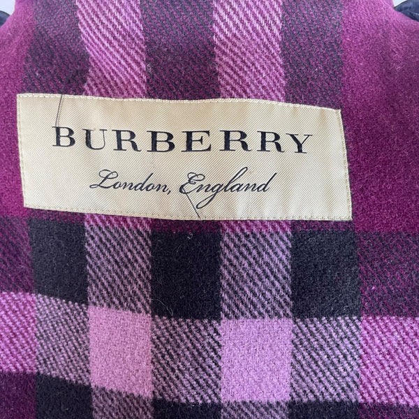 Women’s Magenta Plaid Wool Toggle Coat Hooded Classic Winter Size 8