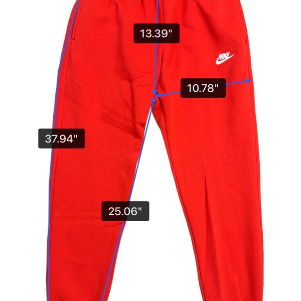 Nike Mens Red Fleece Joggers With Logo Comfortable Sweatpants Size L