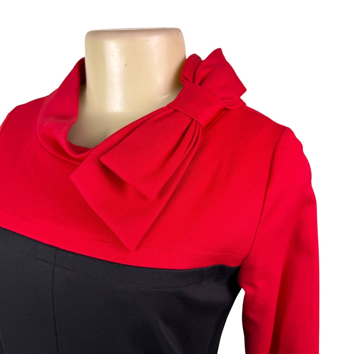Sara Campbell Womens Red & Black Rayon Blend A-Line Dress Bow Accent XS