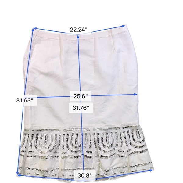 Ashley Stewart Womens White Linen & Rayon Cutwork Pencil Skirt Size 24W