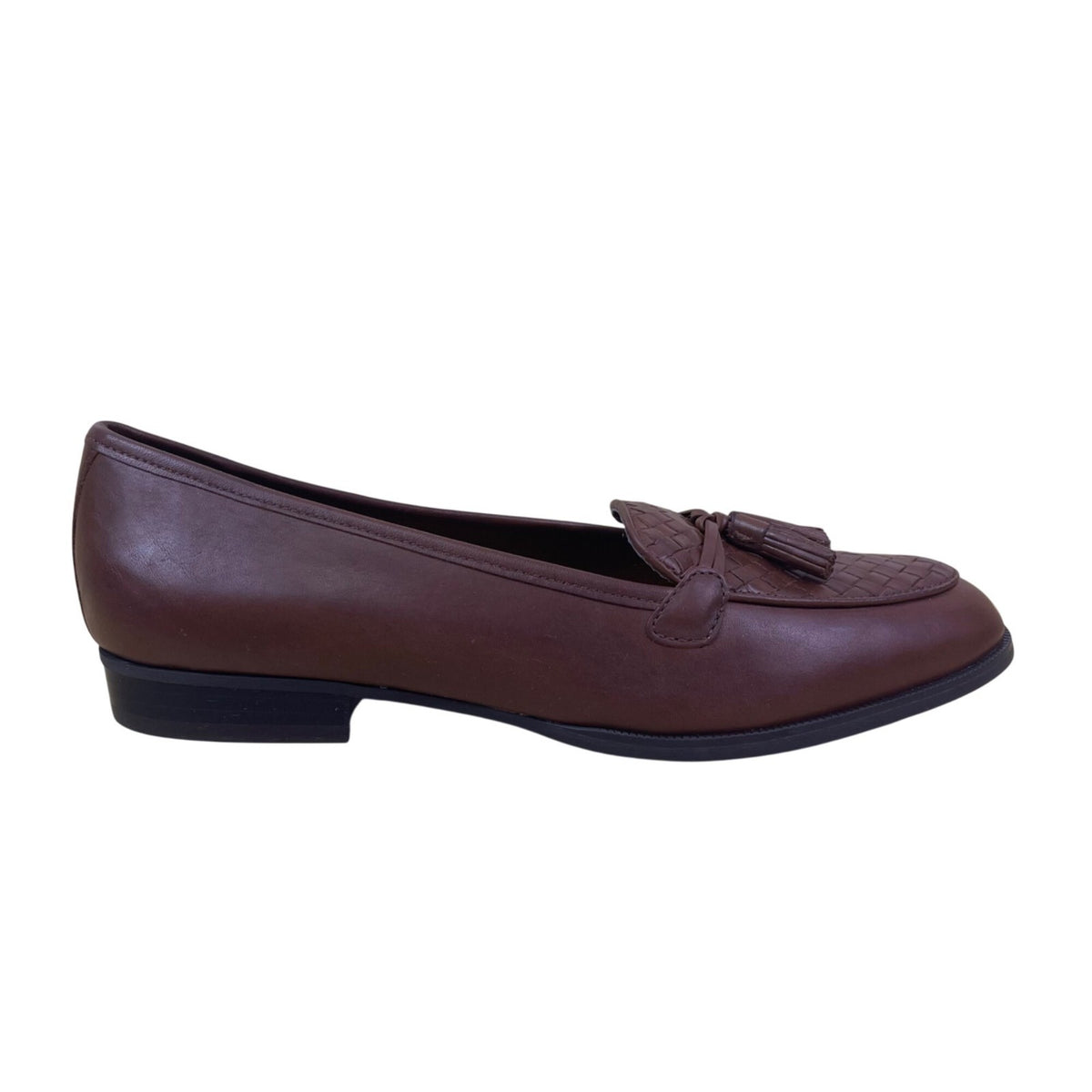 Etienne Aigner Women’s Brown Woven Upper Leather Ally Tassel Loafers 7N - New