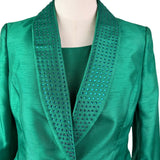 Albert Nipon Womens Green Dress & Jacket Set Elegant Formal Outfit Size 4