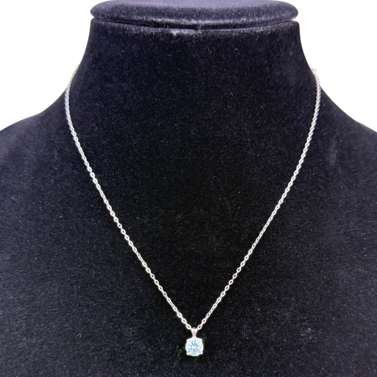 Sterling Silver Womens Aquamarine Pendant Necklace S925 Chain Elegant