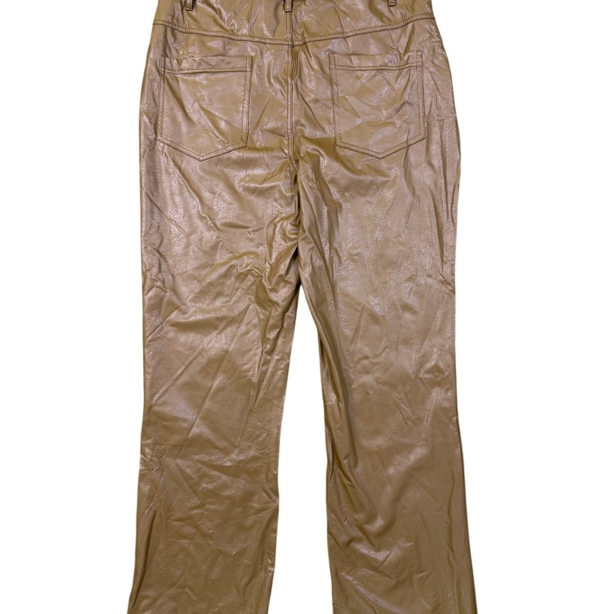 Lysse Womens Brown Polyurethane Faux Leather Pants Chic Stretch Flared Design Sz