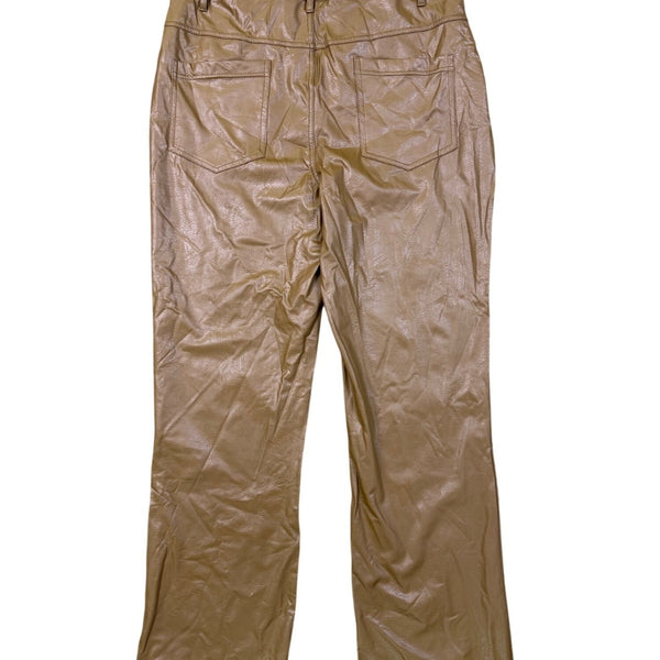 Lysse Womens Brown Polyurethane Faux Leather Pants Chic Stretch Flared Design Sz