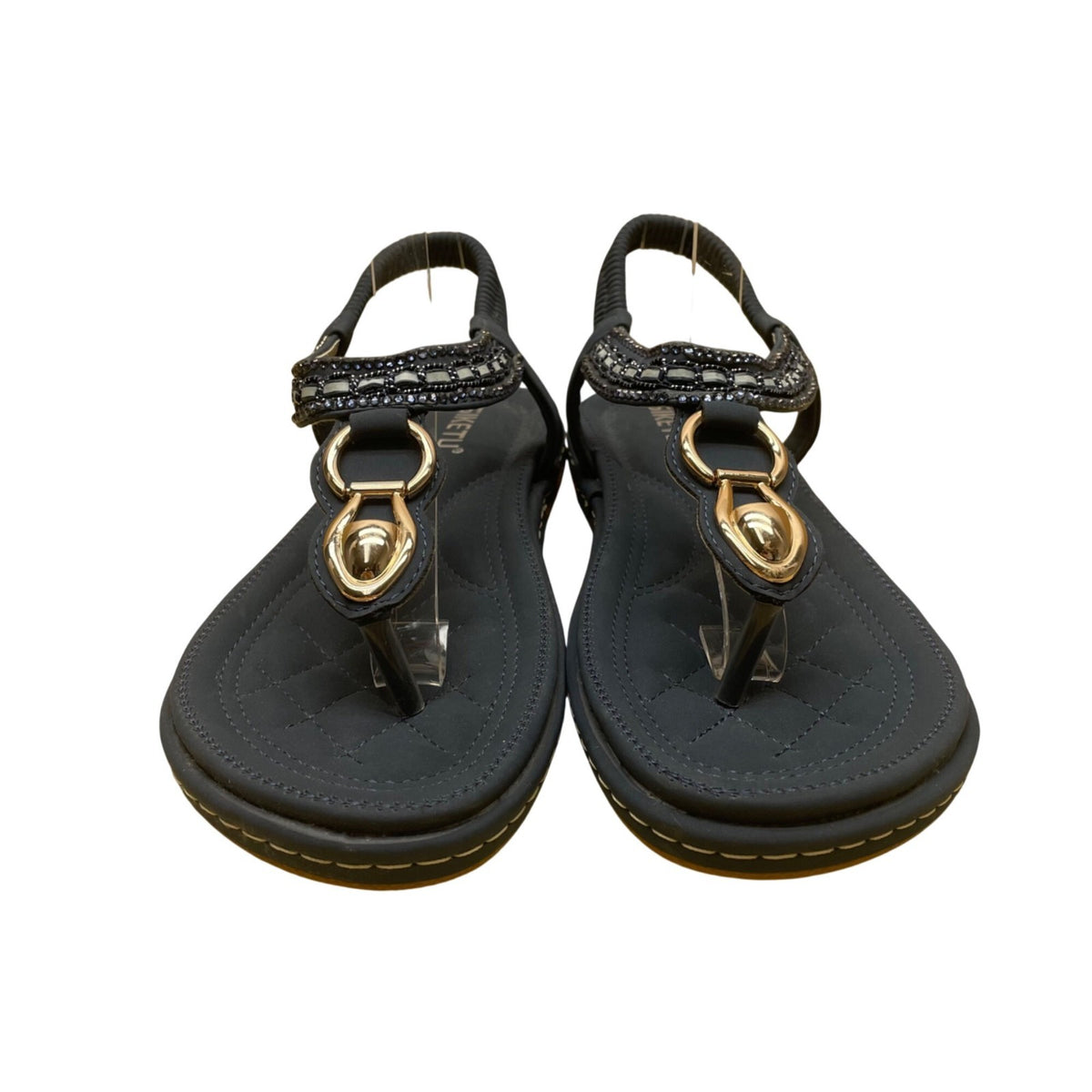 Siketu Women’s Blue Embellished T-Strap Flexible Sole Sandals Size 42