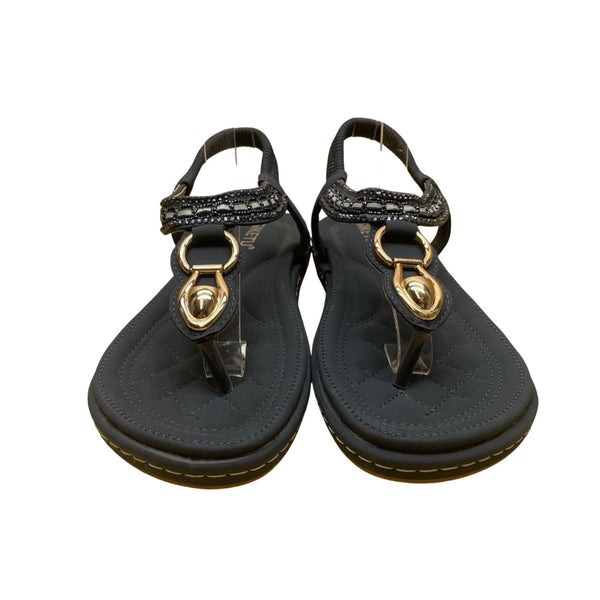 Siketu Women’s Blue Embellished T-Strap Flexible Sole Sandals Size 42