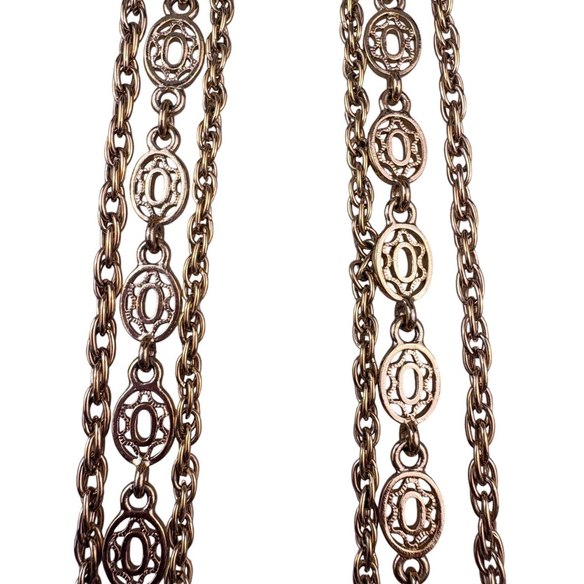 Monet Womens Gold Tone Metal Triple Strand Necklace Vintage Style