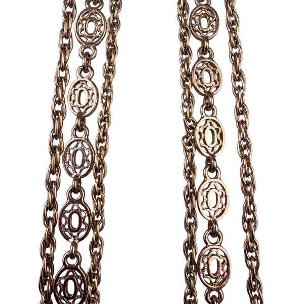 Monet Womens Gold Tone Metal Triple Strand Necklace Vintage Style