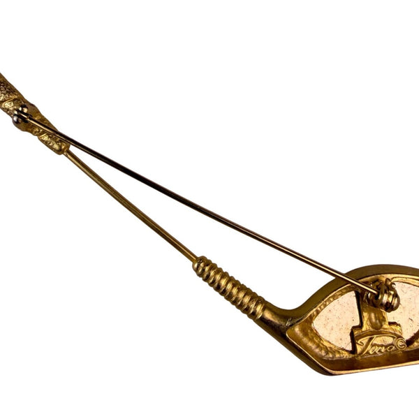 Vintage Fore Gold Tone Novelty Golf Club Shaped Lapel Pin Collectible Accessory