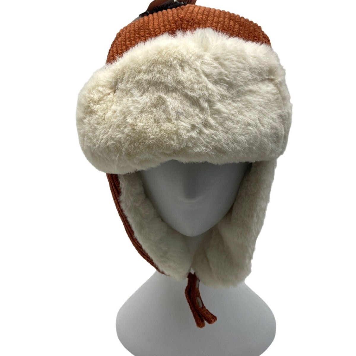 High Desert Gear Unisex Corduroy Faux Fur Trapper Ear Flaps Brown Cream One Size