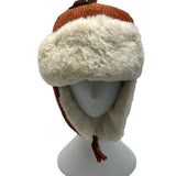 High Desert Gear Unisex Corduroy Faux Fur Trapper Ear Flaps Brown Cream One Size