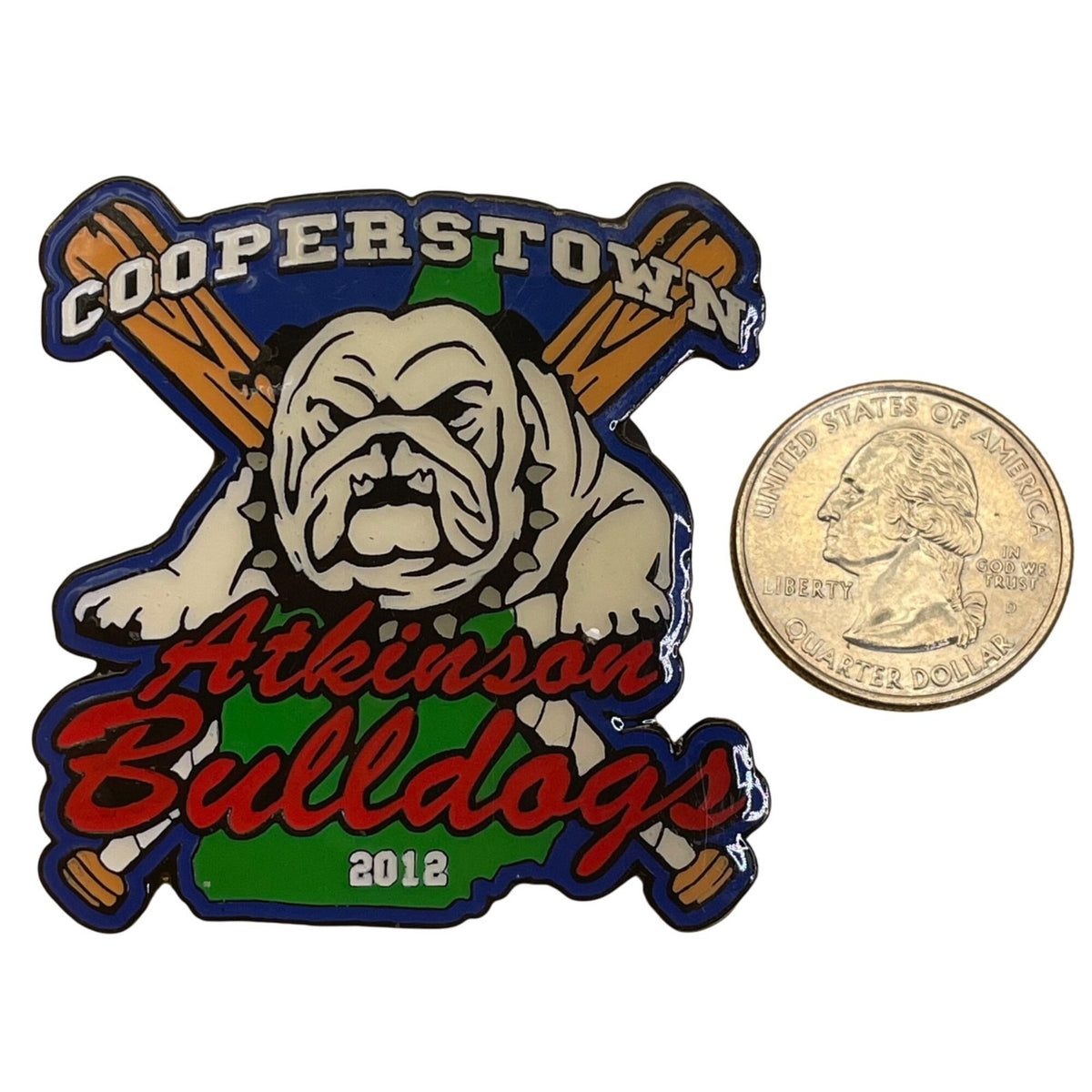 Cooperstown Atkinson Bulldogs 2012 Collectible Enamel Pin W/ Dual Posts & Rubber