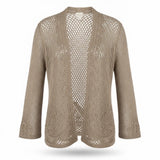 Chicos Womens Beige Cotton Open Knit Lightweight Cardigan Sweater Size 1